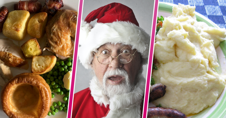 Christmas dinner and Santa looking shocked