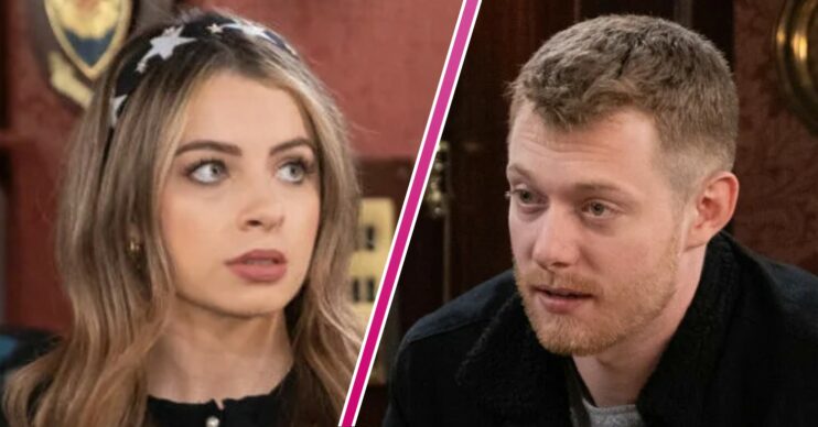Coronation Street's Daisy and Daniel look worried in split image