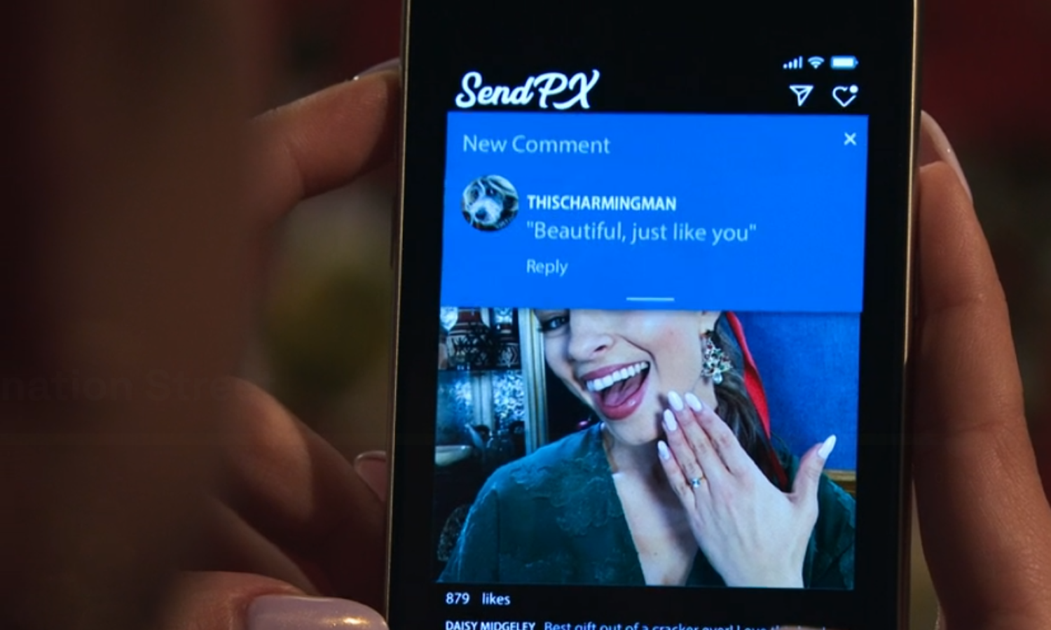 Daisy's social media comment from THISCHARMINGMAN in Coronation Street