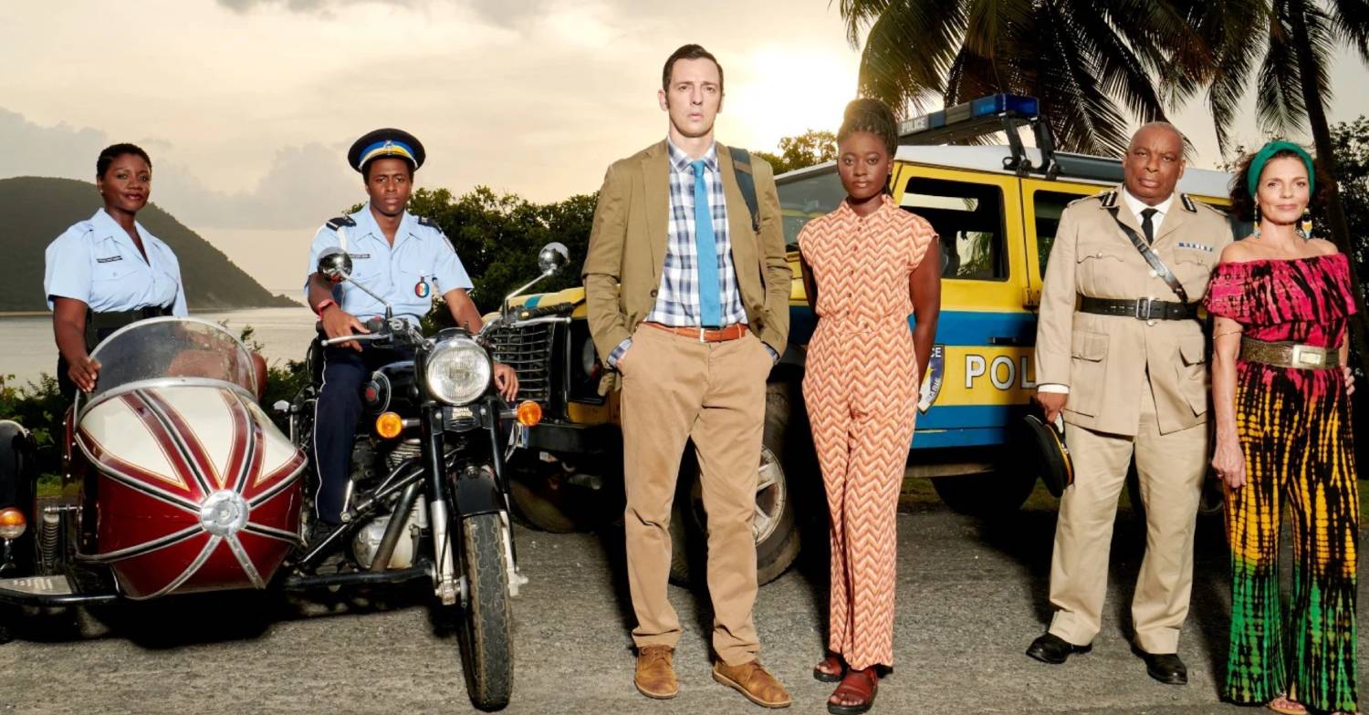 Death In Paradise star Ralf Little with other members of the cast