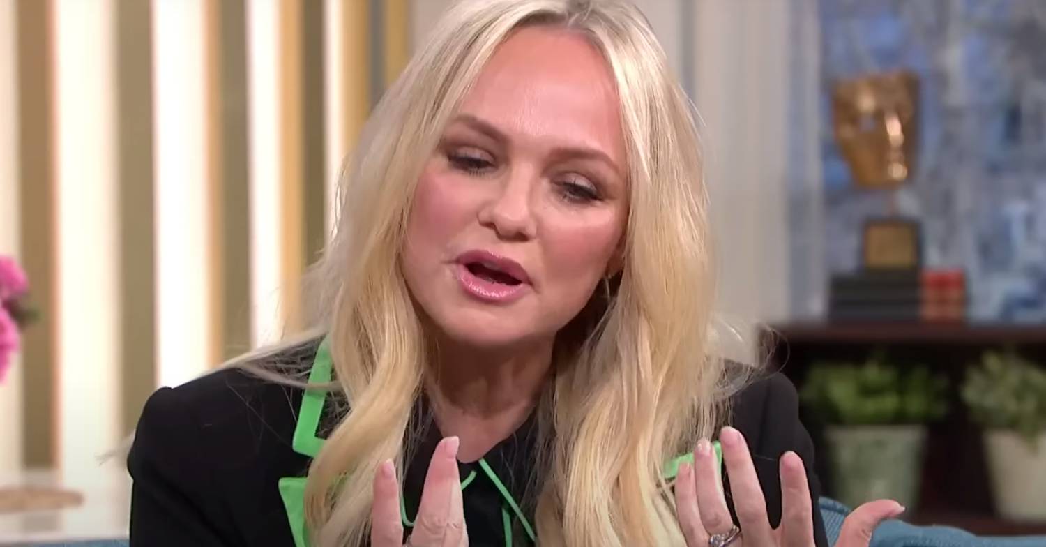 Emma Bunton looks downwards