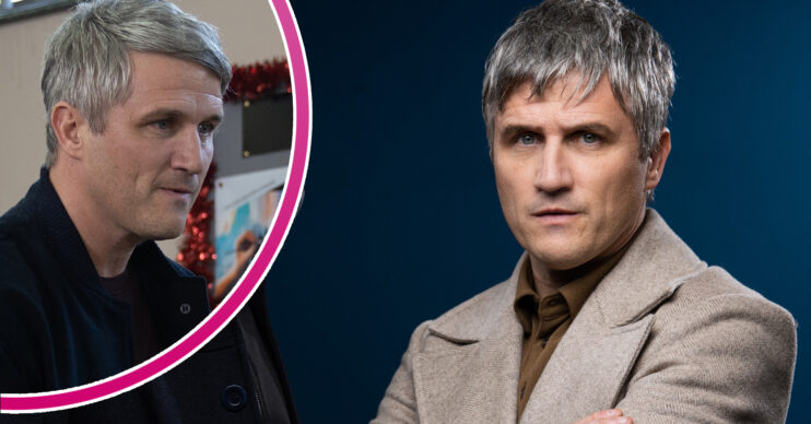 Emmerdale's Caleb is looking serious and, in a bubble, is Caleb