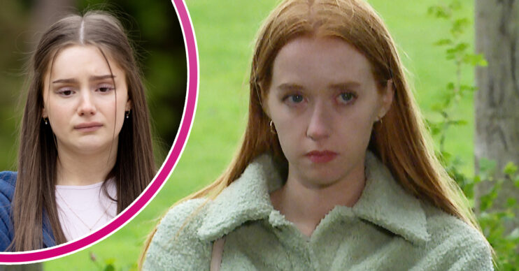 Emmerdale's Sarah and Chloe are looking upset