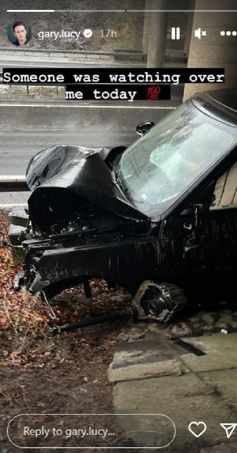 Gary Lucy shares photo from car accident on Instagram