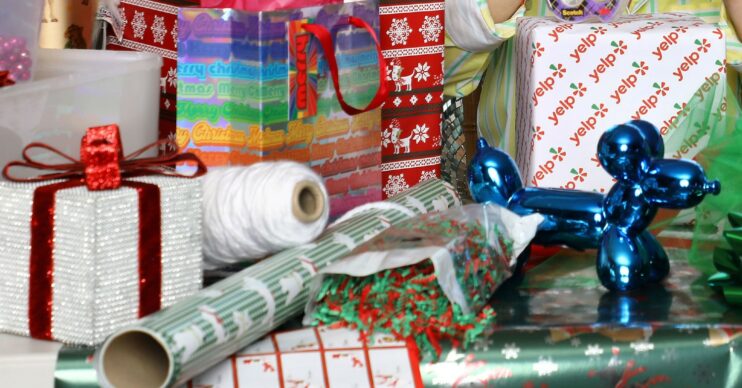 Christmas gifts stacked up
