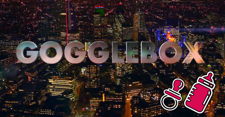 Gogglebox logo with baby bottle