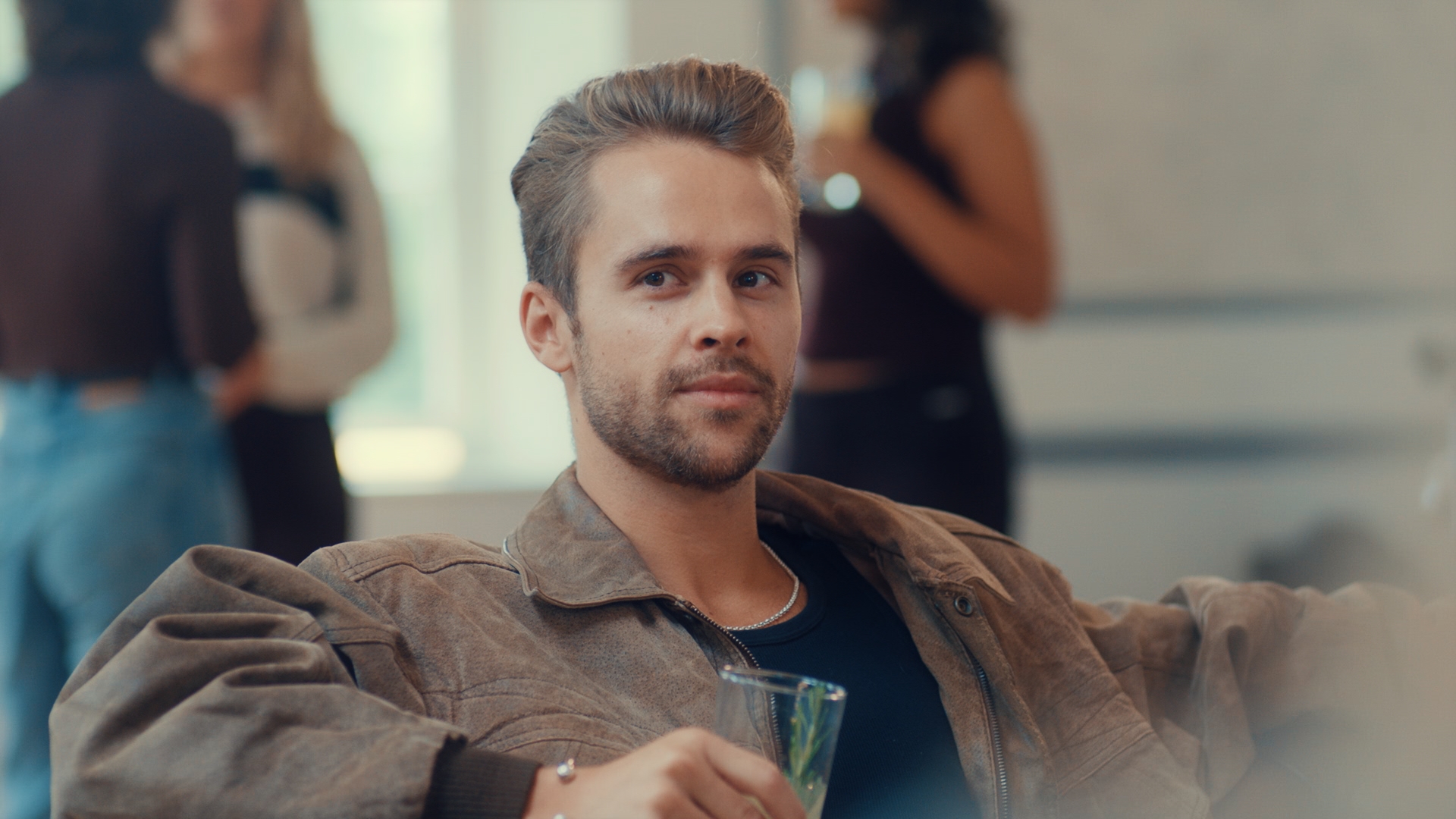 Julius Cowdrey smirking in Made In Chelsea