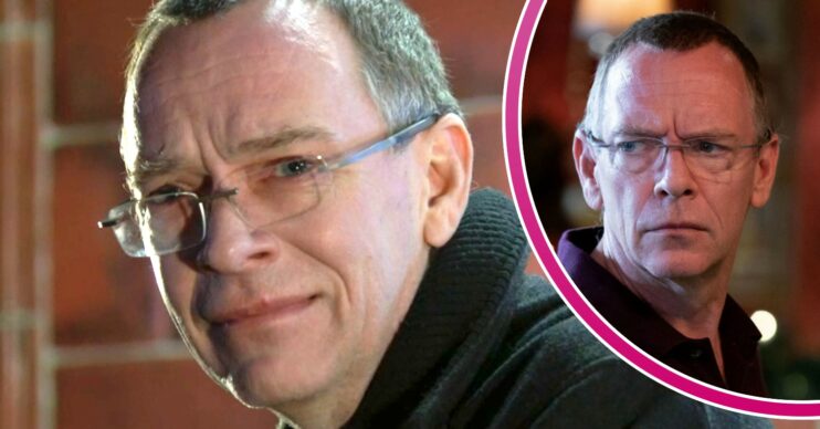Ian Beale looking upset on EastEnders; inset, scowling (Credit: BBC/Composite: Entertainment Daily)