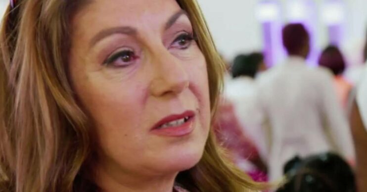 Jane McDonald has tears in her eyes as she cries