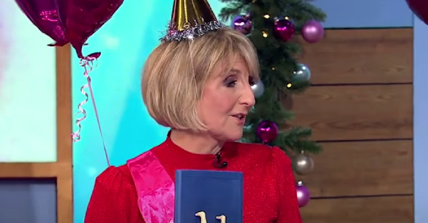 Kaye Adams wearing birthday hat on Loose Women
