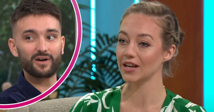 Tom Parker and widow Kelsey during ITV interviews