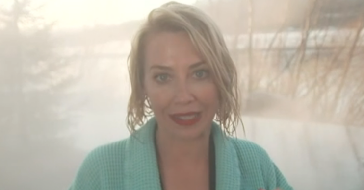 Laura Hamilton in a hot tub in Iceland
