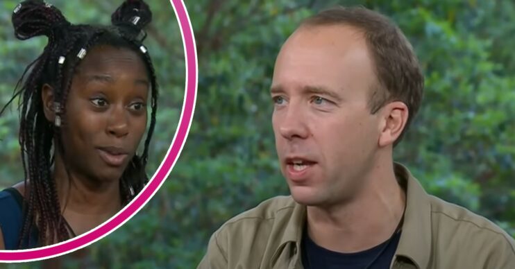 Scarlette Douglas and Matt Hancock during exit interviews on I'm A Celebrity