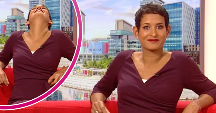 Naga Munchetty laughing on BBC Breakfast