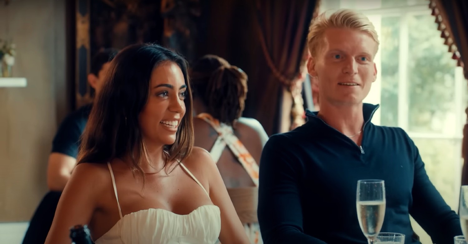 Ruby and Charlie smiling in Made In Chelsea