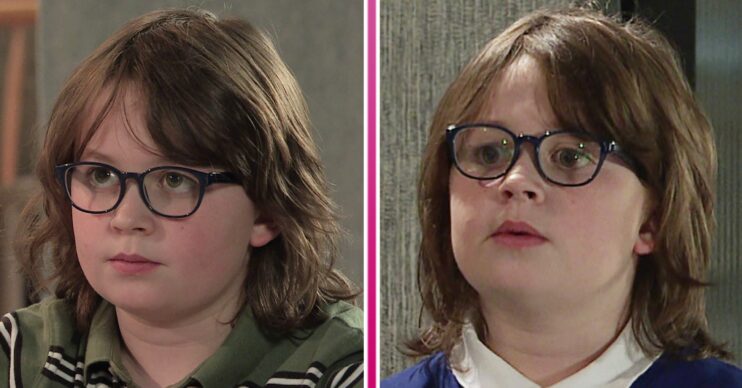 Sam looking worried and surprised in Coronation Street