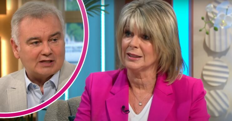 Ruth Langsford looking wide-eyed on Lorraine and Eamonn looking concerned on This Morning