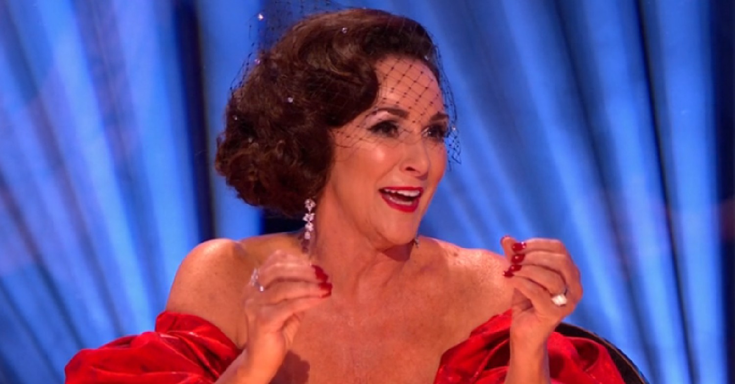 Shirley Ballas speaking in red dress on Strictly final