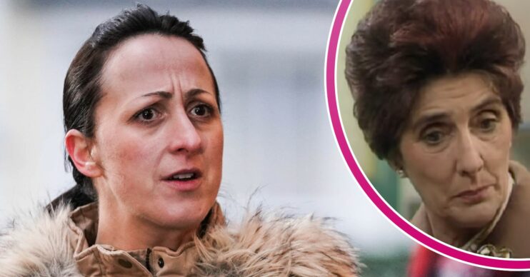 Sonia looking upset and Dot looking worried in EastEnders