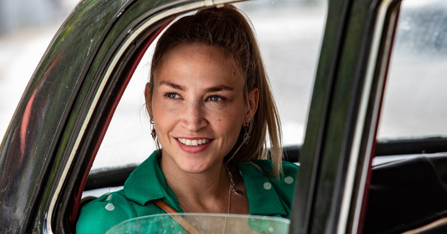 Chelsea Edge in character in Death in Paradise