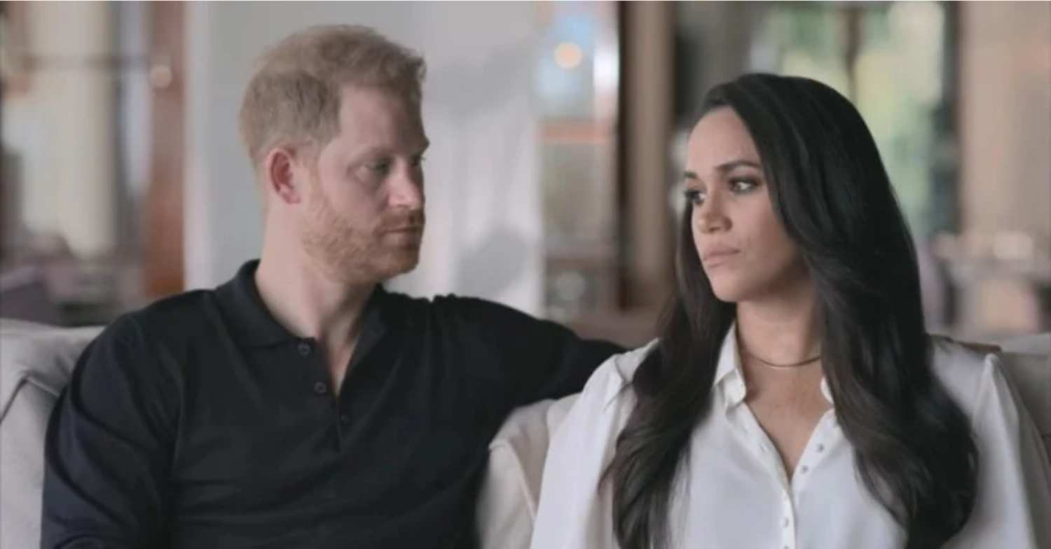 Harry and Meghan speaking in Netflix series