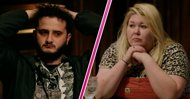 Wilf and Hannah The Traitors looking worried