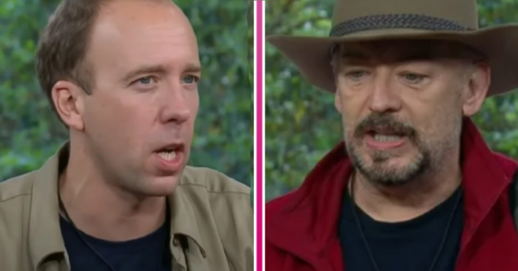 Matt Hancock and Boy George in I'm A Celebrity split image
