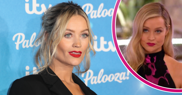 Laura Whitmore split image, Laura posing for photos and Laura on Love Island
