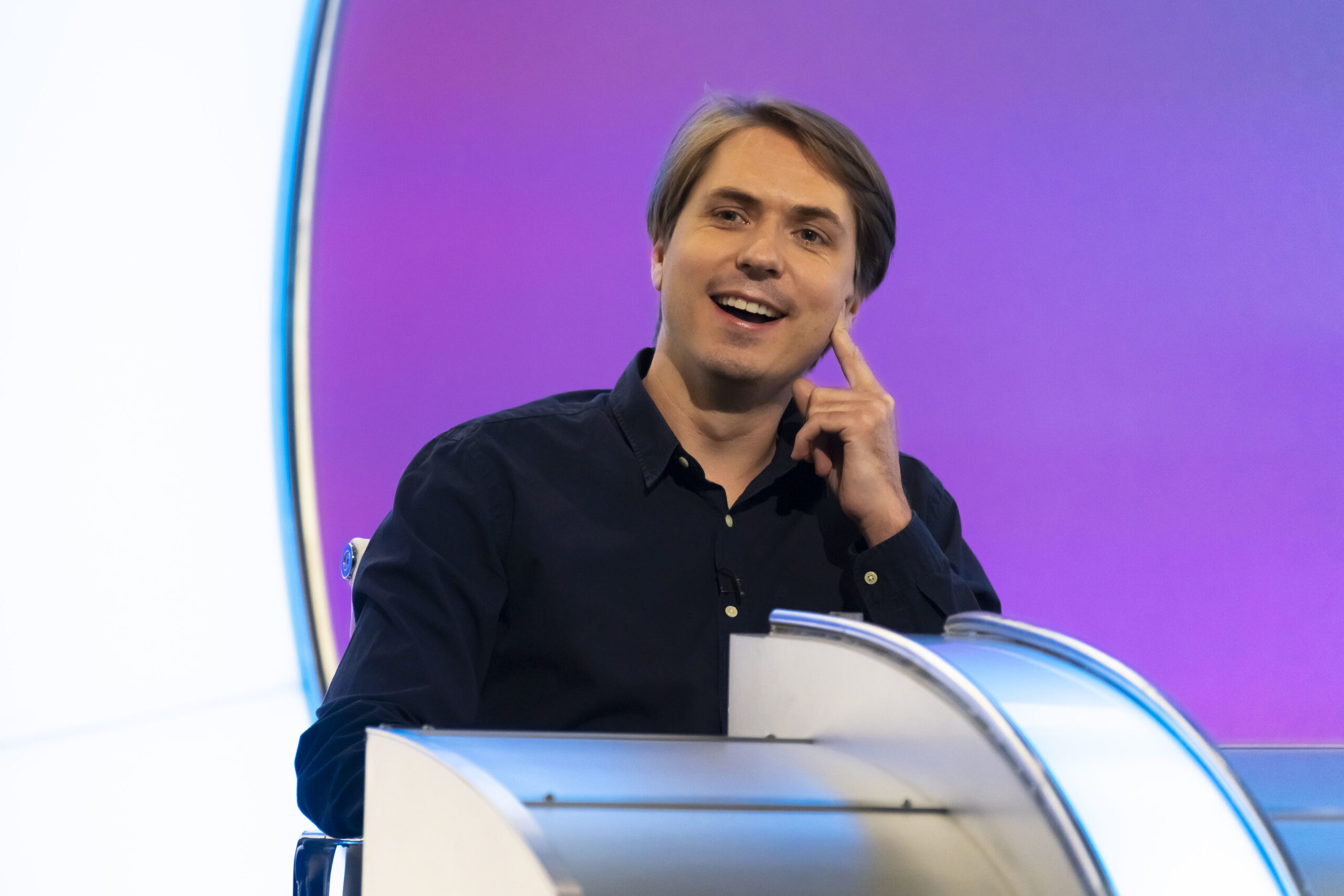 Joe Thomas smiles on Would I Lie To You on BBC