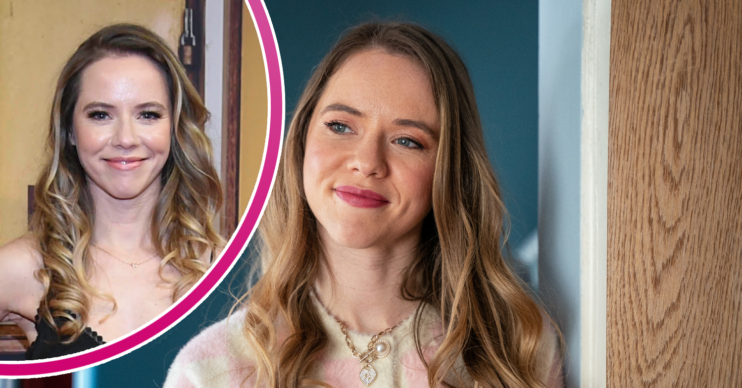 Katie Griffiths posing on the red carpet and Chlo smiling on Waterloo Road