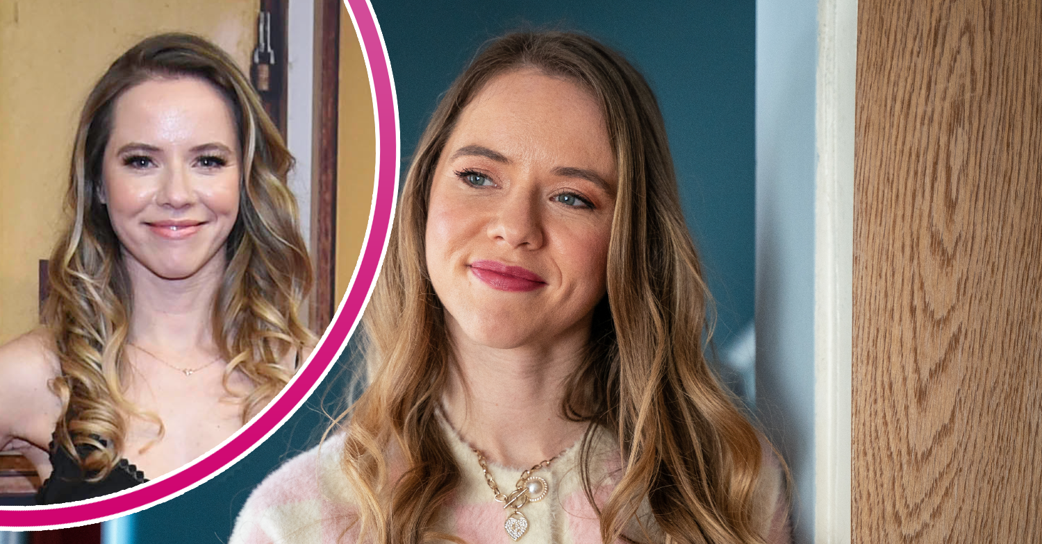 Katie Griffiths posing on the red carpet and Chlo smiling on Waterloo Road