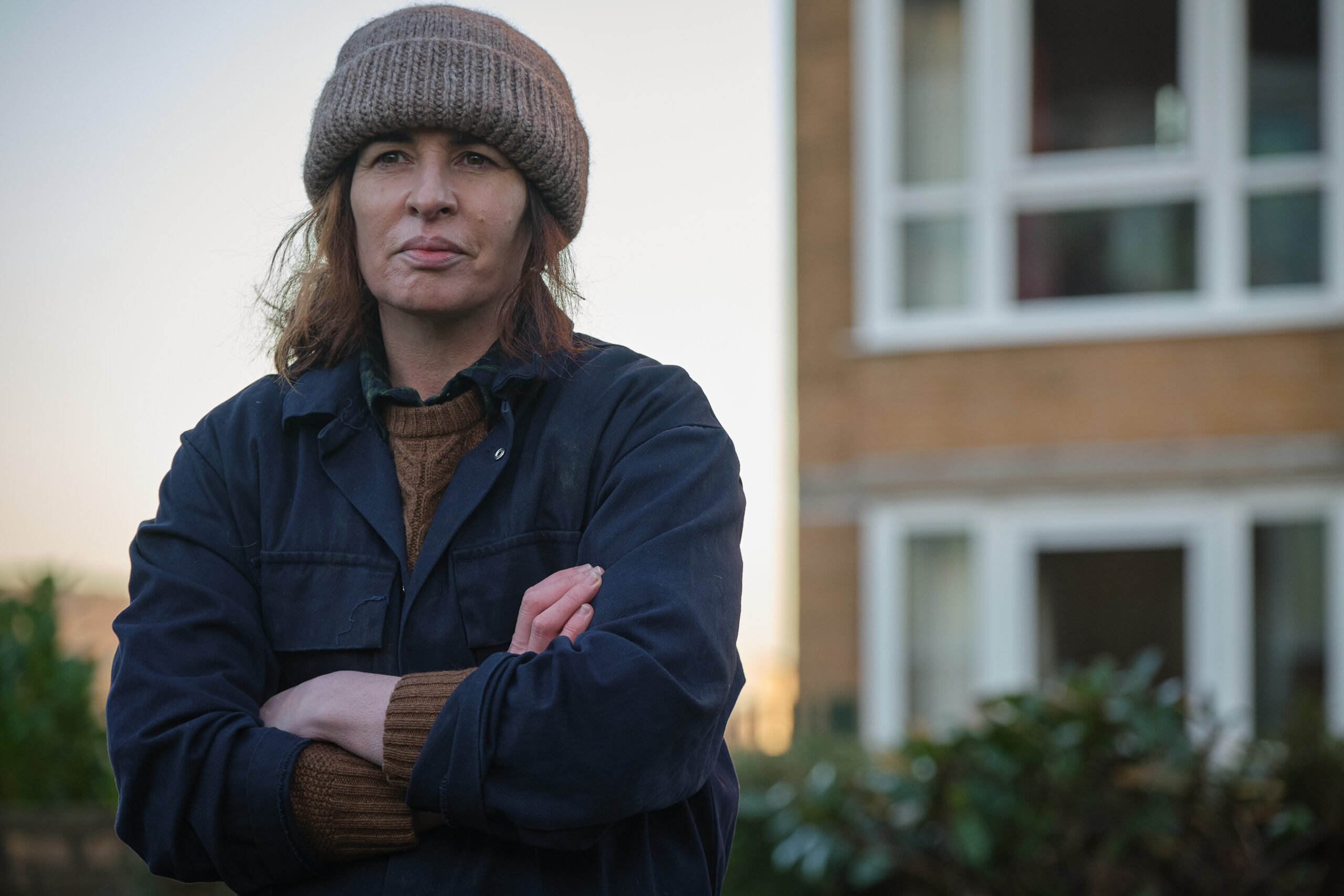 Alison Garrs folds her arms outside in Happy Valley