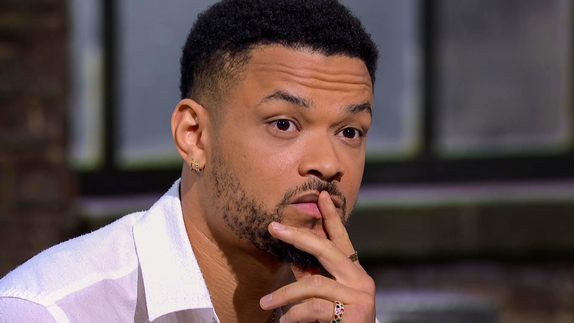 Dragons' Den fish skin handbags - Steven Bartlett looks pensive on Dragons' Den