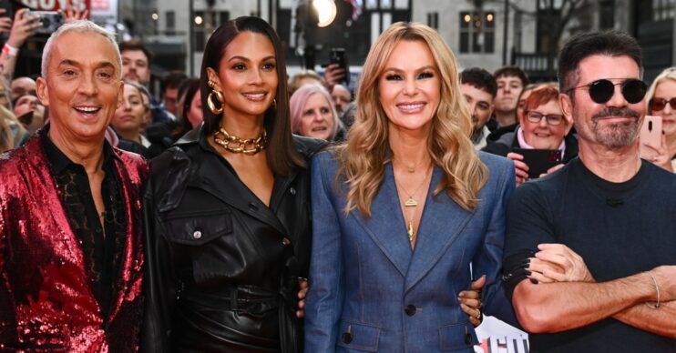 Bruno Tonioli, Alesha Dixon, Amanda Holden and Simon Cowell on the red carpet at BGT auditions