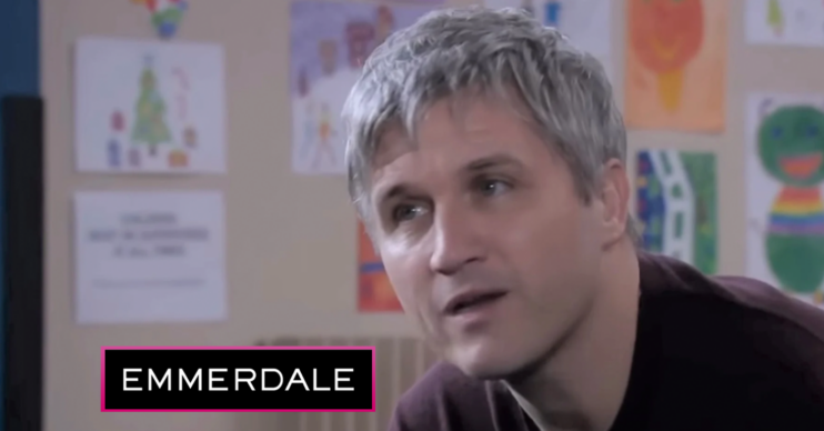 Caleb on Emmerdale looking concerned