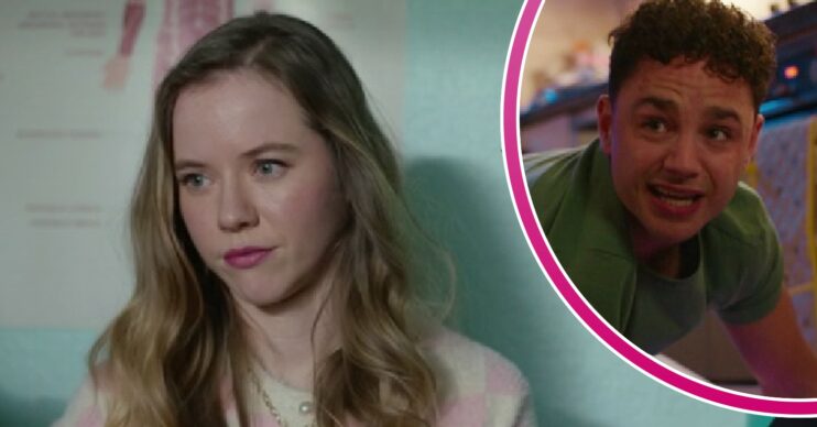 Chlo looking to the side and Donte crying in Waterloo Road