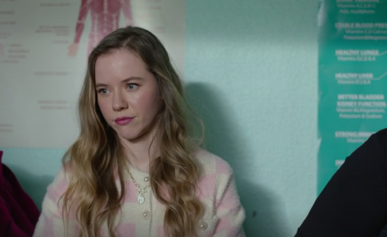 Chlo Charles looking worried in Waterloo Road