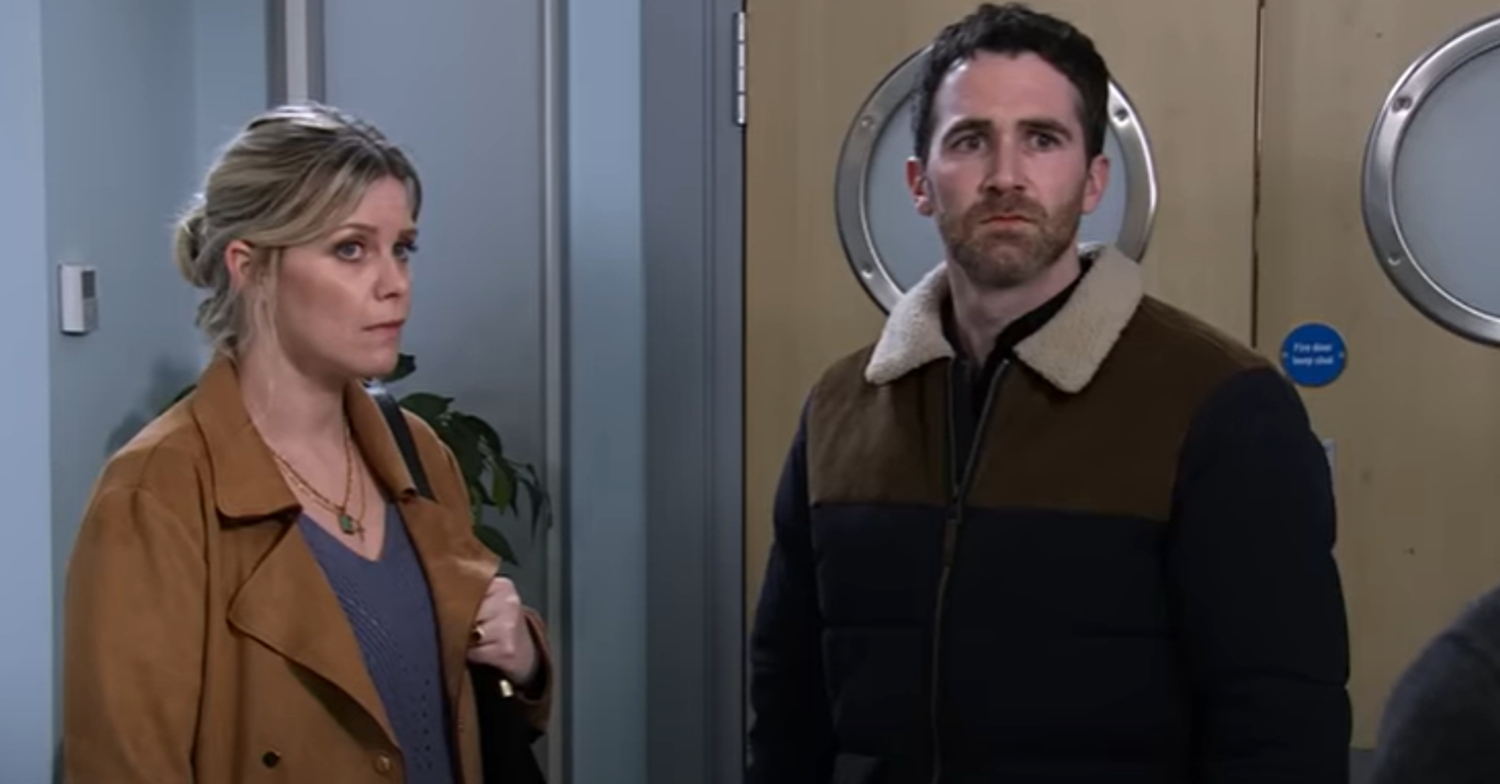 Coronation Street's Esther and Mike are looking furious at the hospital