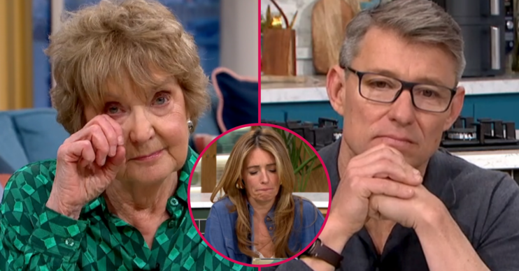 Deidre Sanders wiping away a tear alongside Ben Shephard and Cat Deeley