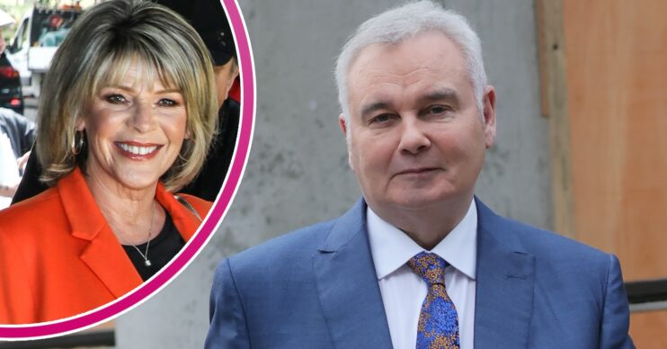 Ruth Langsford smiling at TRIC Awards, Eamonn Holmes outside TV studios
