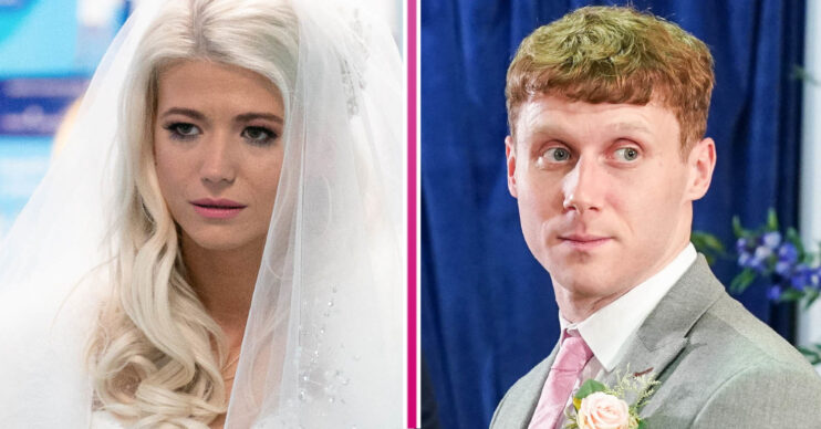 EastEnders' Lola is wearing a veil and Jay is wearing a suit whilst waiting for his bride
