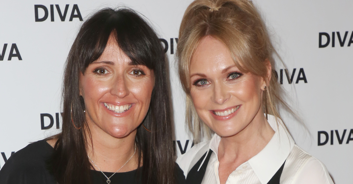 Michelle Hardwick is smiling with wife, Kate Brooks