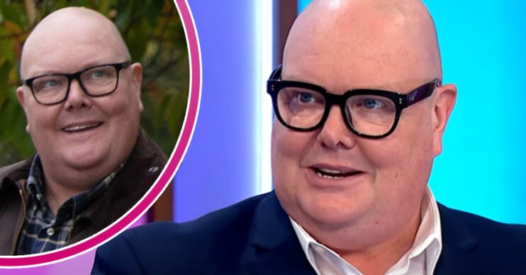 Emmerdale's Dominic Brunt is on Loose Women and, in a bubble, Paddy is smiling
