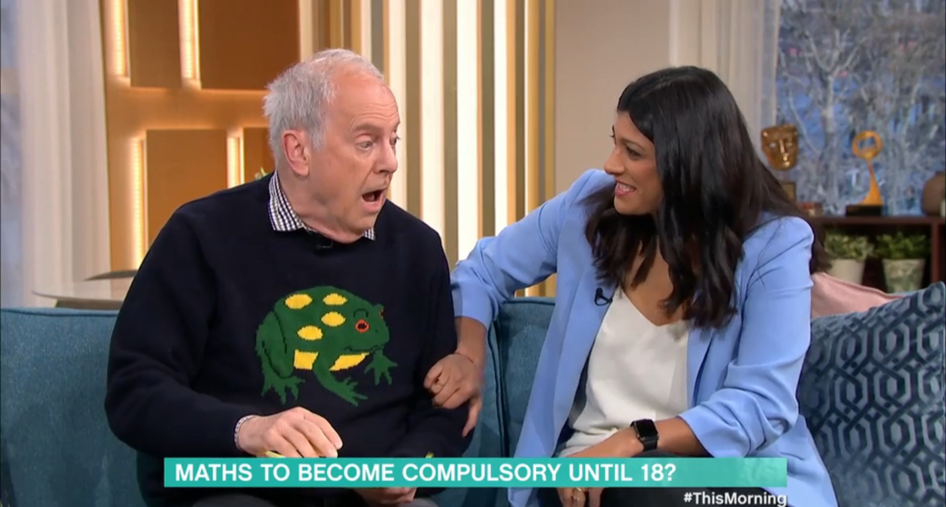 Gyles and Anushka laughing on This Morning today