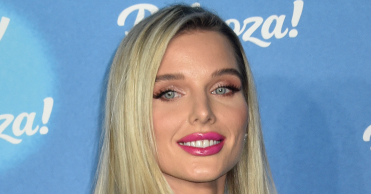 Helen Flanagan smiling with pink lipstick