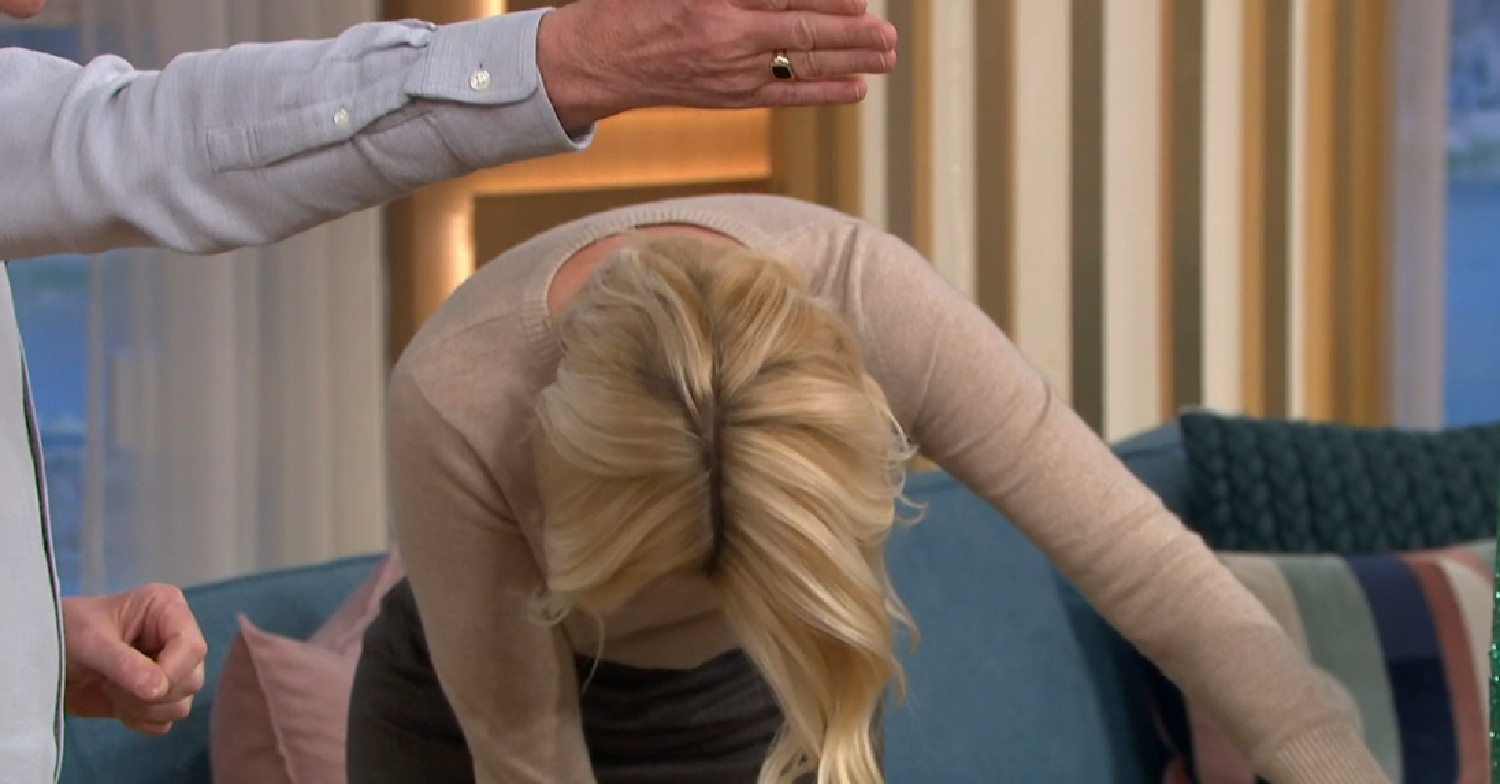 Holly Willoughby bent over on This Morning