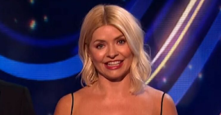 Holly Willoughby talking to camera on Dancing On Ice