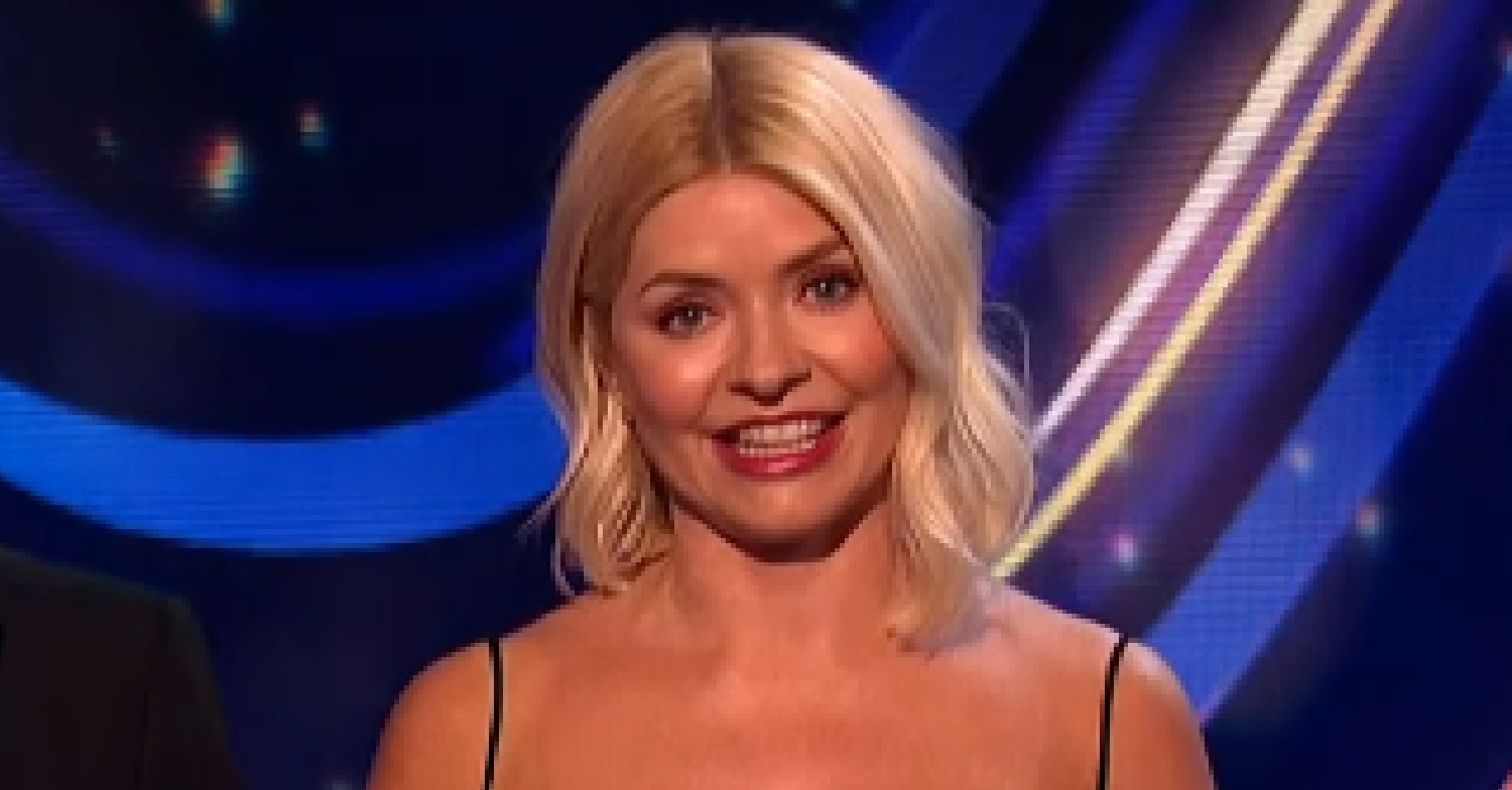 Holly Willoughby talking to camera on Dancing On Ice