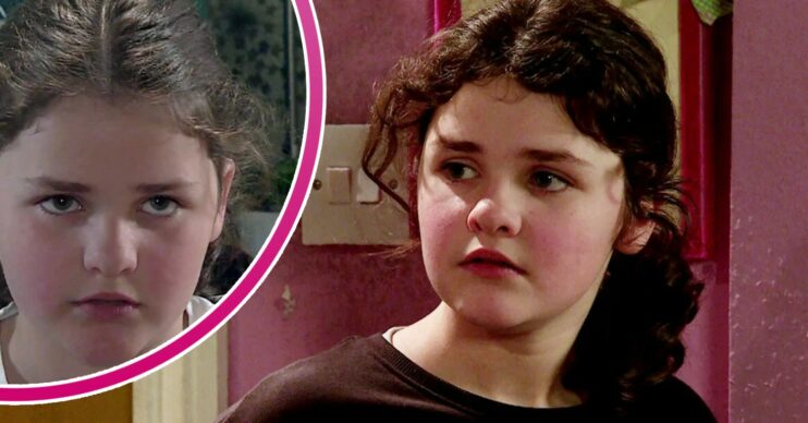 Hope looking worried on Coronation Street - inset, looking sinister (Credit: ITV/Composite: Entertainment Daily)