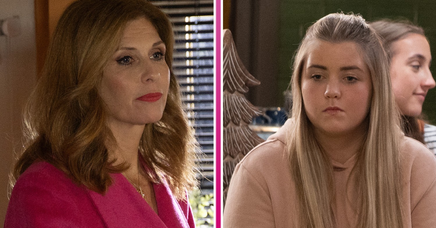 Bernice looking concerned and Cathy looking upset in Emmerdale